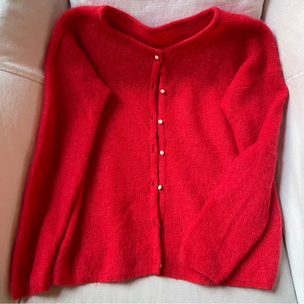 Sezane Red Gaspard Cardigan S